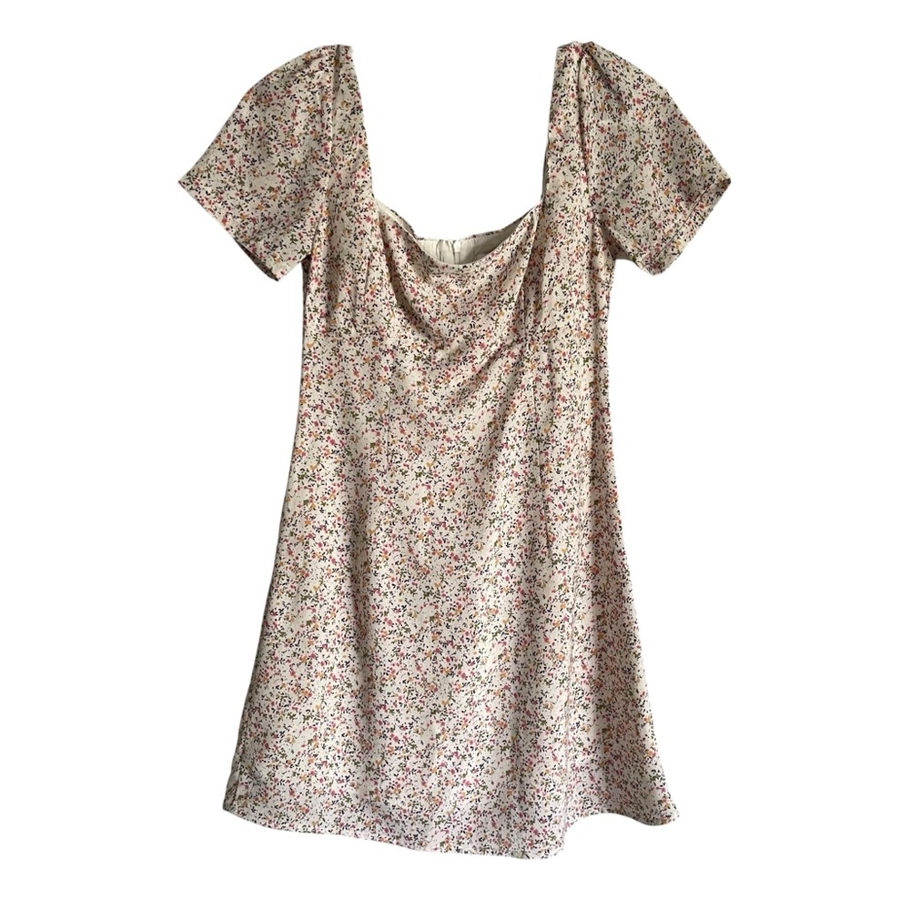 Princess Polly Floral Mini Dress Short Sleeve Ivory Pink Sz 2